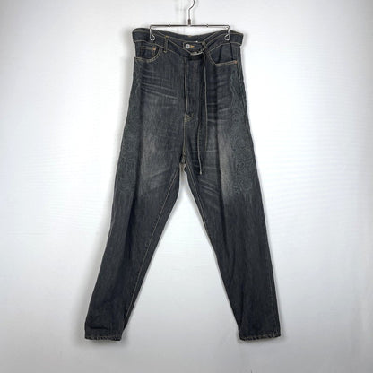 【中古品】【メンズ】 DOUBLET ダブレット CHAOS EMBROIDERY HEMP DENIM PANTS 20SS13PT121 カオス エンブロイダリー ヘンプ デニムパンツ ボトムス 151-261027-yo-14-teih サイズ：M カラー：ブラック 万代Net店