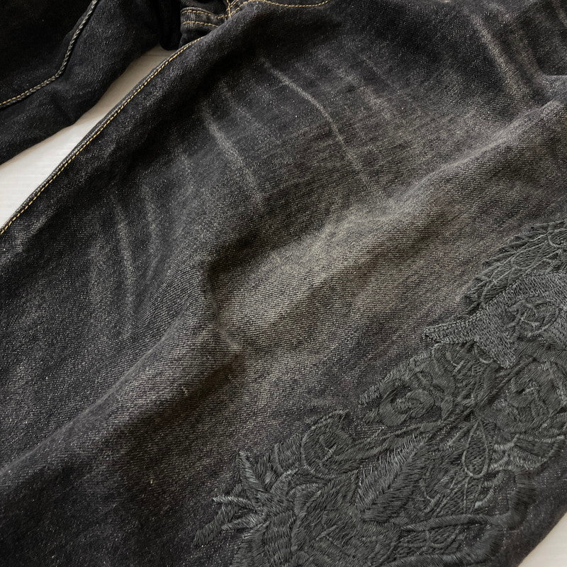 【中古品】【メンズ】 DOUBLET ダブレット CHAOS EMBROIDERY HEMP DENIM PANTS 20SS13PT121 カオス エンブロイダリー ヘンプ デニムパンツ ボトムス 151-261027-yo-14-teih サイズ：M カラー：ブラック 万代Net店