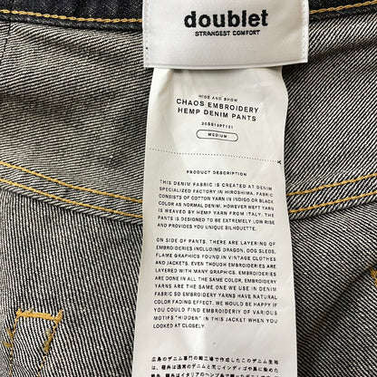 【中古品】【メンズ】 DOUBLET ダブレット CHAOS EMBROIDERY HEMP DENIM PANTS 20SS13PT121 カオス エンブロイダリー ヘンプ デニムパンツ ボトムス 151-261027-yo-14-teih サイズ：M カラー：ブラック 万代Net店