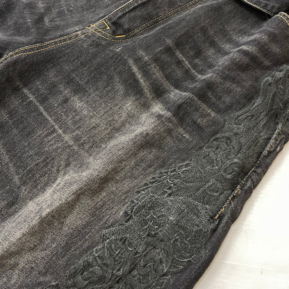 【中古品】【メンズ】 DOUBLET ダブレット CHAOS EMBROIDERY HEMP DENIM PANTS 20SS13PT121 カオス エンブロイダリー ヘンプ デニムパンツ ボトムス 151-261027-yo-14-teih サイズ：M カラー：ブラック 万代Net店