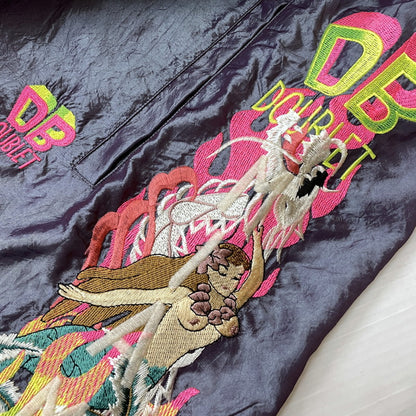 【中古品】【メンズ】 DOUBLET ダブレット 19SS CHAOS EMBROIDERY CHAMBRAY PANTS 19SS09PT94 カオス エンブロイダリー シャンブレー パンツ ボトムス 151-261027-yo-15-teih サイズ：M カラー：パープル 万代Net店