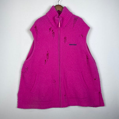 【中古品】【メンズ】 DOUBLET ダブレット 23AW FLEECE KNIT VEST 23AW55KN135 フリース ニットベスト ライトアウター 140-261027-yo-01-teih サイズ：S カラー：ネオンピンク 万代Net店