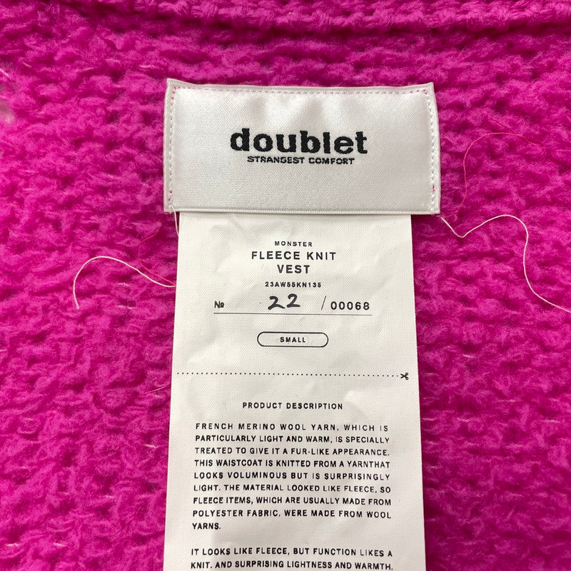 【中古品】【メンズ】 DOUBLET ダブレット 23AW FLEECE KNIT VEST 23AW55KN135 フリース ニットベスト ライトアウター 140-261027-yo-01-teih サイズ：S カラー：ネオンピンク 万代Net店