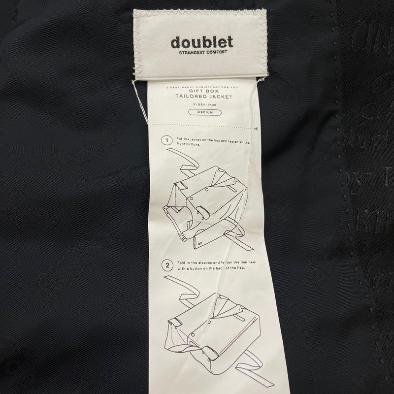 【中古品】【メンズ】 DOUBLET ダブレット GIFT BOX TAILORED JACKET 21SS01JK36 ギフトボックス テーラード ジャケット ライトアウター 140-261027-yo-07-teih サイズ：M カラー：ブラック 万代Net店