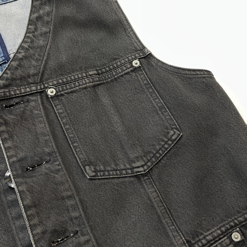 【中古品】【メンズ】 NAMACHEKO ナマチェコ 21AW BIKER DENIM VEST BLACK 2021年秋冬 バイカー デニム ベスト ブラック トップス 141-261027-sa-12-teih サイズ：L カラー：ブラック 万代Net店