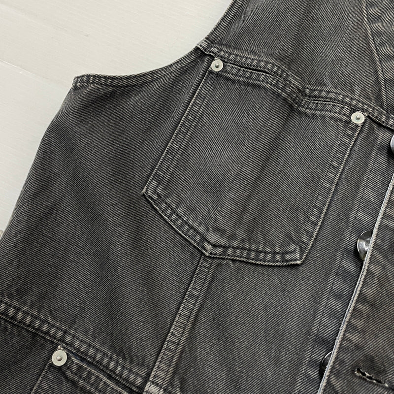 【中古品】【メンズ】 NAMACHEKO ナマチェコ 21AW BIKER DENIM VEST BLACK 2021年秋冬 バイカー デニム ベスト ブラック トップス 141-261027-sa-12-teih サイズ：L カラー：ブラック 万代Net店