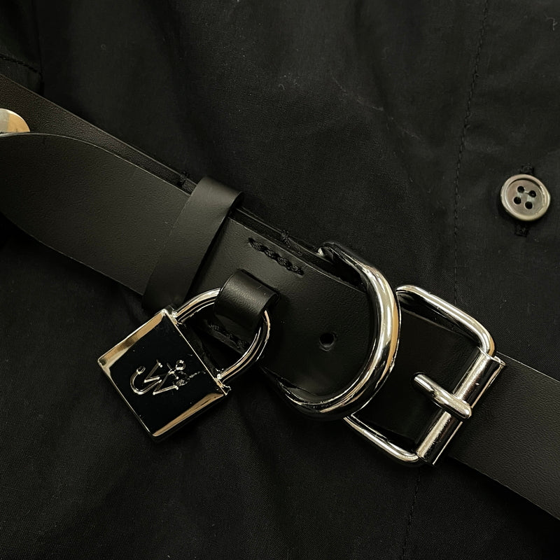 【現状渡し品】【レディース】 JW ANDERSON ジェイダブリュー アンダーソン PADLOCK STRAP SHIRT DRESS パドロック ストラップ シャツ ドレス ワンピース 168-261027-sa-13-teih サイズ：S カラー：ブラック 万代Net店