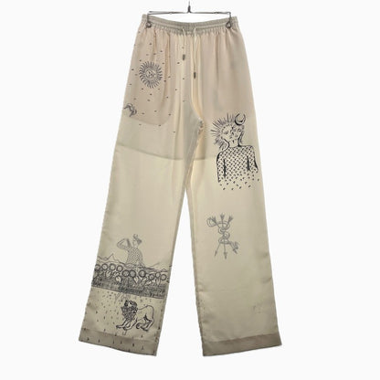 【中古品】【メンズ/レディース】 MARINE SERRE マリーン・セル WHITE LINE UNISEX LUNAR LOUNGE PANTS ホワイトライン ユニセックス ルナ ラウンジパンツ ボトムス 152-261027-yo-18-teih サイズ：S カラー：ホワイト 万代Net店