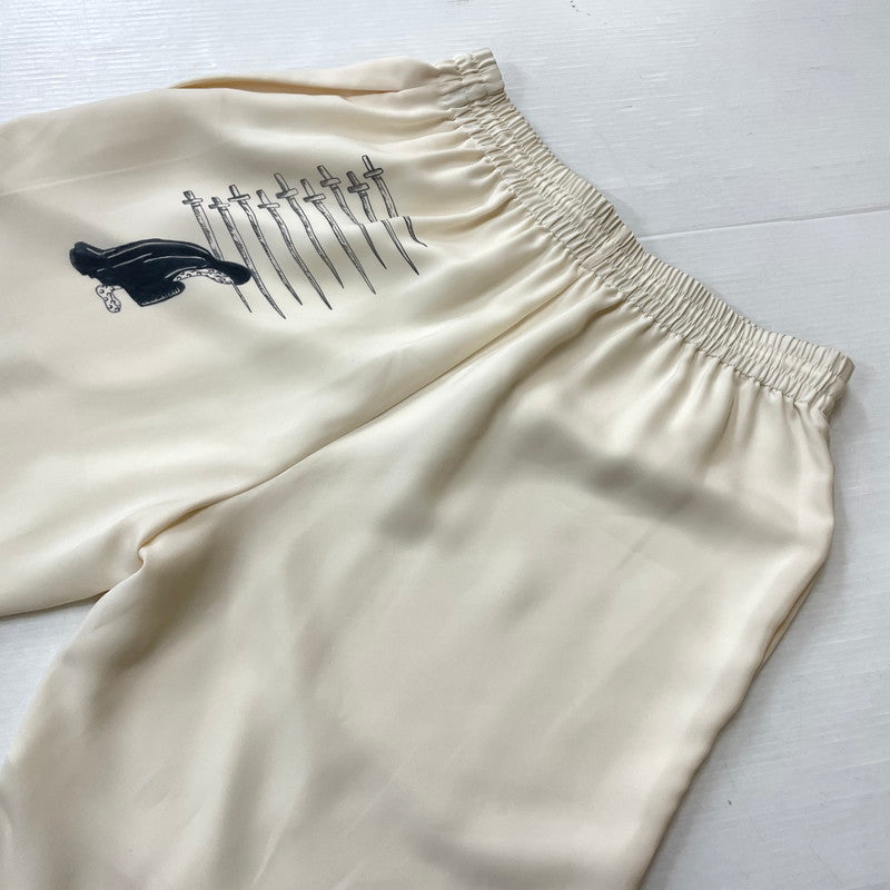 【中古品】【メンズ/レディース】 MARINE SERRE マリーン・セル WHITE LINE UNISEX LUNAR LOUNGE PANTS ホワイトライン ユニセックス ルナ ラウンジパンツ ボトムス 152-261027-yo-18-teih サイズ：S カラー：ホワイト 万代Net店