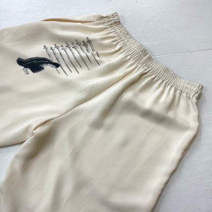 【中古品】【メンズ/レディース】 MARINE SERRE マリーン・セル WHITE LINE UNISEX LUNAR LOUNGE PANTS ホワイトライン ユニセックス ルナ ラウンジパンツ ボトムス 152-261027-yo-18-teih サイズ：S カラー：ホワイト 万代Net店