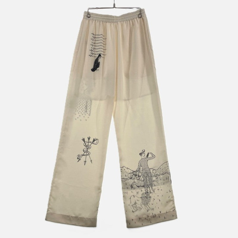 【中古品】【メンズ/レディース】 MARINE SERRE マリーン・セル WHITE LINE UNISEX LUNAR LOUNGE PANTS ホワイトライン ユニセックス ルナ ラウンジパンツ ボトムス 152-261027-yo-18-teih サイズ：S カラー：ホワイト 万代Net店