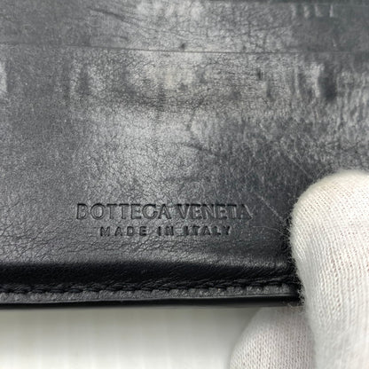 【中古品】【メンズ/レディース】 BOTTEGA VENETA ボッテガ・ヴェネタ マキシイントレチャート 二つ折り財布 コインケース 札入れ カードケース 181-261024-ko-06-teih カラー：ブラック 万代Net店