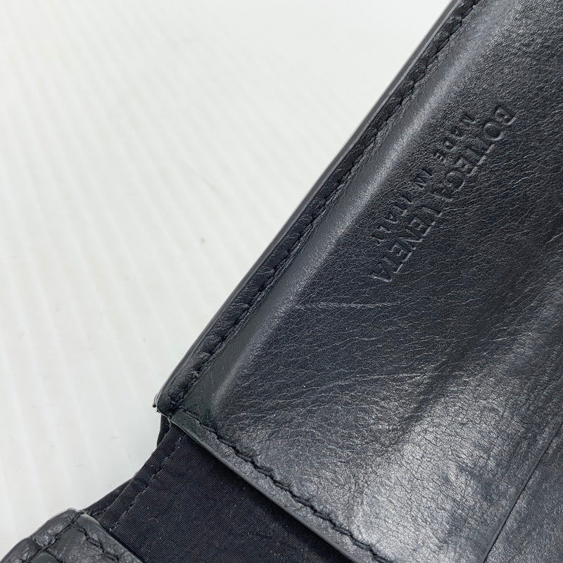 【中古品】【メンズ/レディース】 BOTTEGA VENETA ボッテガ・ヴェネタ マキシイントレチャート 二つ折り財布 コインケース 札入れ カードケース 181-261024-ko-06-teih カラー：ブラック 万代Net店