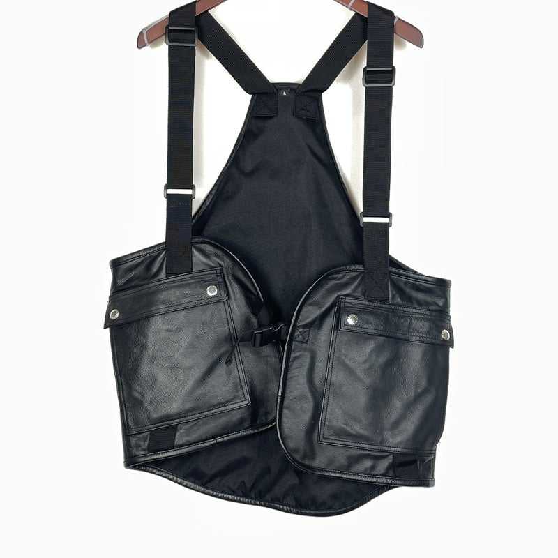 【中古品】【メンズ】 ZON ゾン LEATHER UTILITY BEST レザー ユーティリティ ベスト アウター 145-261028-sa-18-teih サイズ：L カラー：ブラック 万代Net店