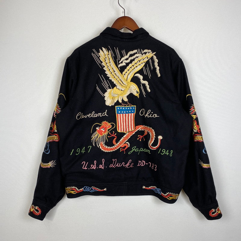 【中古品】【メンズ】 TAILOR TOYO テーラー東洋 KOSHO & CO. EAGLE＆DRAGON SUKA WOOL JACKET TT11455 港商 イーグル アンド ドラゴン スカ ウールジャケット アウター 145-261027-yo-20-teih サイズ：大 カラー：ブラック 万代Net店
