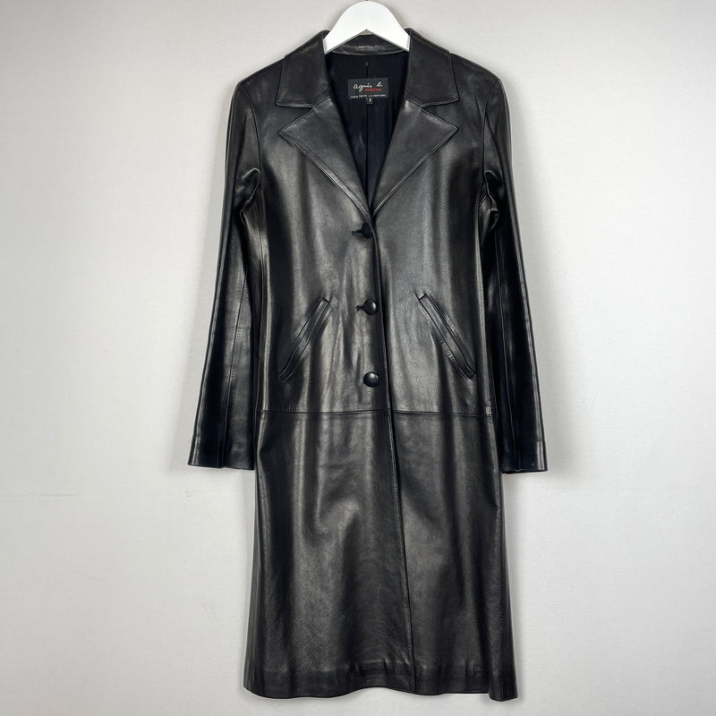 【中古品】【レディース】 AGNES B アニエス べー RAM LEATHER COAT ラム レザー コート アウター 170-261028-sa-02-teih サイズ：2 カラー：ブラック 万代Net店