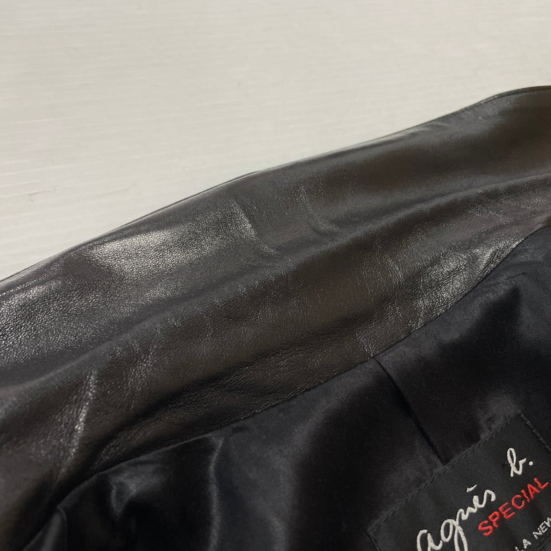 【中古品】【レディース】 AGNES B アニエス べー RAM LEATHER COAT ラム レザー コート アウター 170-261028-sa-02-teih サイズ：2 カラー：ブラック 万代Net店