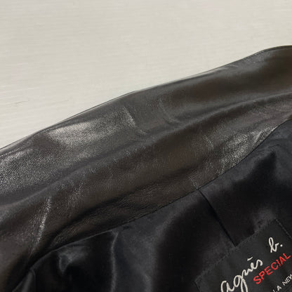 【中古品】【レディース】 AGNES B アニエス べー RAM LEATHER COAT ラム レザー コート アウター 170-261028-sa-02-teih サイズ：2 カラー：ブラック 万代Net店