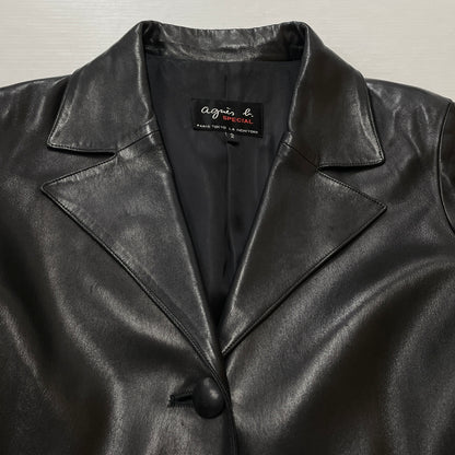 【中古品】【レディース】 AGNES B アニエス べー RAM LEATHER COAT ラム レザー コート アウター 170-261028-sa-02-teih サイズ：2 カラー：ブラック 万代Net店