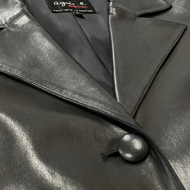 【中古品】【レディース】 AGNES B アニエス べー RAM LEATHER COAT ラム レザー コート アウター 170-261028-sa-02-teih サイズ：2 カラー：ブラック 万代Net店