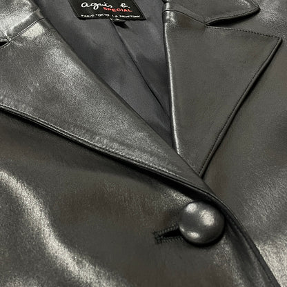 【中古品】【レディース】 AGNES B アニエス べー RAM LEATHER COAT ラム レザー コート アウター 170-261028-sa-02-teih サイズ：2 カラー：ブラック 万代Net店