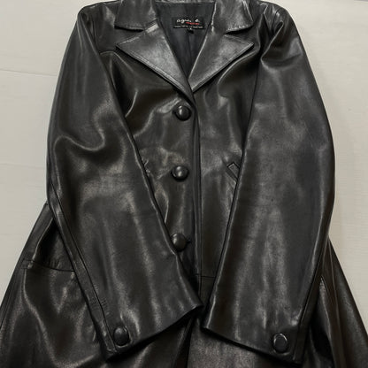 【中古品】【レディース】 AGNES B アニエス べー RAM LEATHER COAT ラム レザー コート アウター 170-261028-sa-02-teih サイズ：2 カラー：ブラック 万代Net店