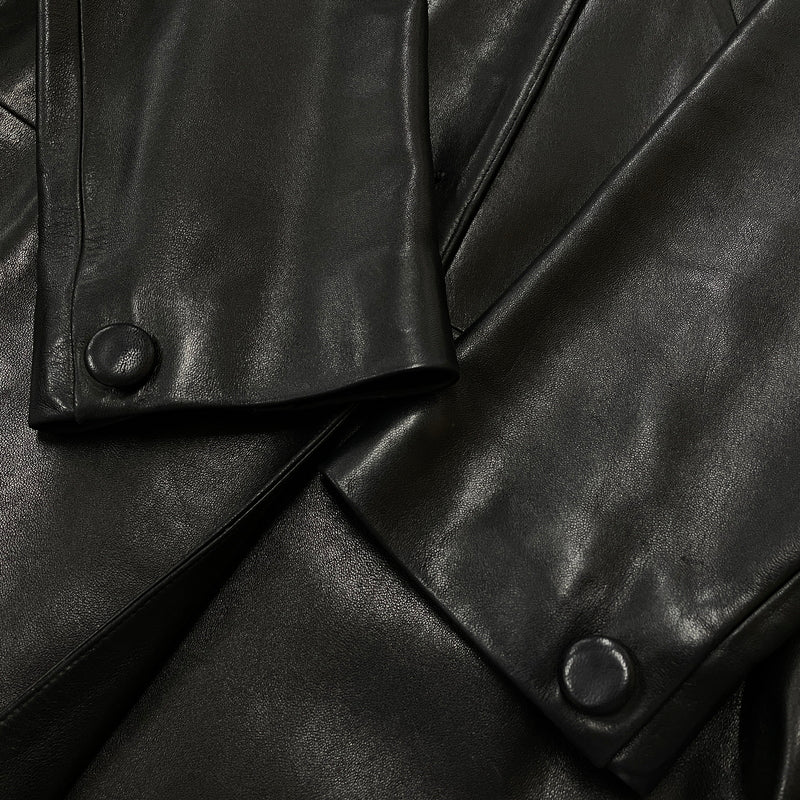 【中古品】【レディース】 AGNES B アニエス べー RAM LEATHER COAT ラム レザー コート アウター 170-261028-sa-02-teih サイズ：2 カラー：ブラック 万代Net店