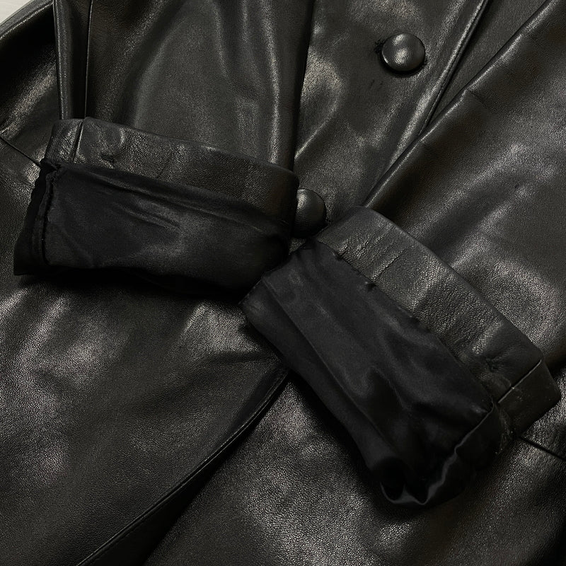 【中古品】【レディース】 AGNES B アニエス べー RAM LEATHER COAT ラム レザー コート アウター 170-261028-sa-02-teih サイズ：2 カラー：ブラック 万代Net店