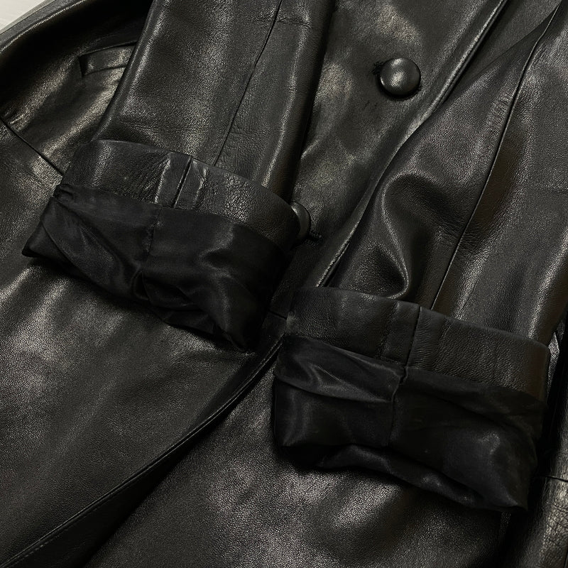 【中古品】【レディース】 AGNES B アニエス べー RAM LEATHER COAT ラム レザー コート アウター 170-261028-sa-02-teih サイズ：2 カラー：ブラック 万代Net店