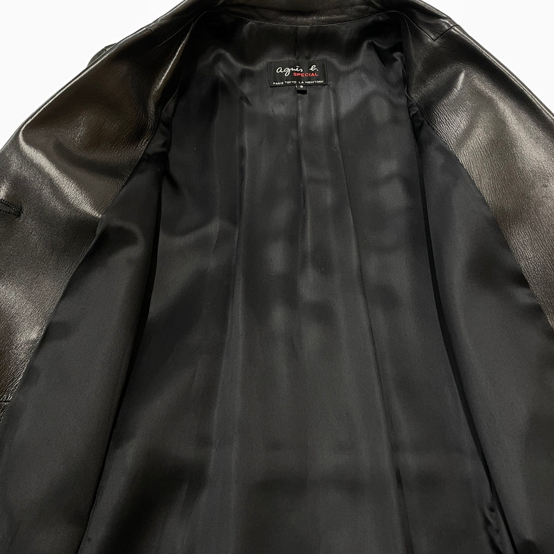 【中古品】【レディース】 AGNES B アニエス べー RAM LEATHER COAT ラム レザー コート アウター 170-261028-sa-02-teih サイズ：2 カラー：ブラック 万代Net店