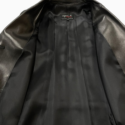 【中古品】【レディース】 AGNES B アニエス べー RAM LEATHER COAT ラム レザー コート アウター 170-261028-sa-02-teih サイズ：2 カラー：ブラック 万代Net店