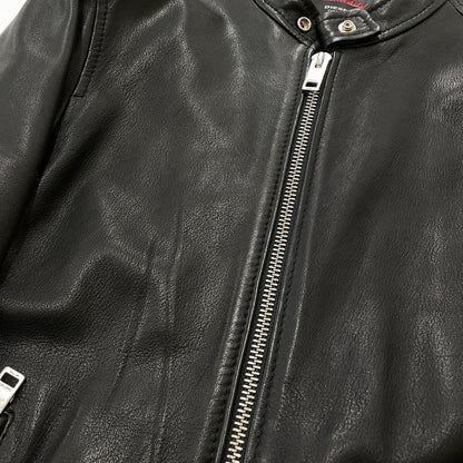【中古品】【メンズ】 DIESEL ディーゼル RAM LEATHER RIDERS JACKET ラム レザー ライダース ジャケット アウター 141-261028-sa-05-teih サイズ：M カラー：ブラック 万代Net店
