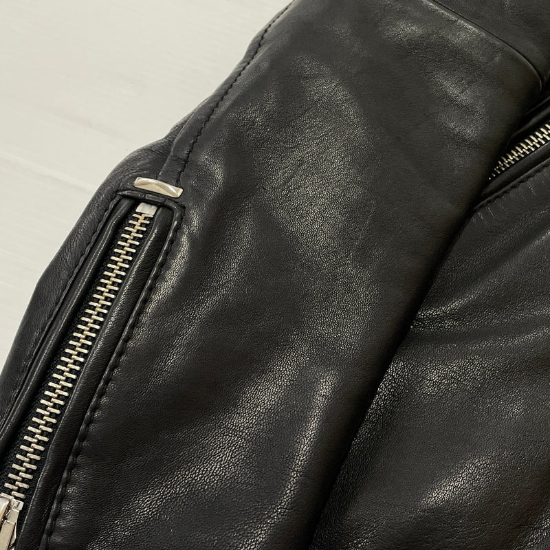 【中古品】【メンズ】 DIESEL ディーゼル RAM LEATHER RIDERS JACKET ラム レザー ライダース ジャケット アウター 141-261028-sa-05-teih サイズ：M カラー：ブラック 万代Net店