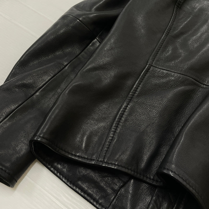 【中古品】【メンズ】 DIESEL ディーゼル RAM LEATHER RIDERS JACKET ラム レザー ライダース ジャケット アウター 141-261028-sa-05-teih サイズ：M カラー：ブラック 万代Net店