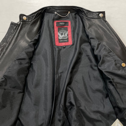 【中古品】【メンズ】 DIESEL ディーゼル RAM LEATHER RIDERS JACKET ラム レザー ライダース ジャケット アウター 141-261028-sa-05-teih サイズ：M カラー：ブラック 万代Net店