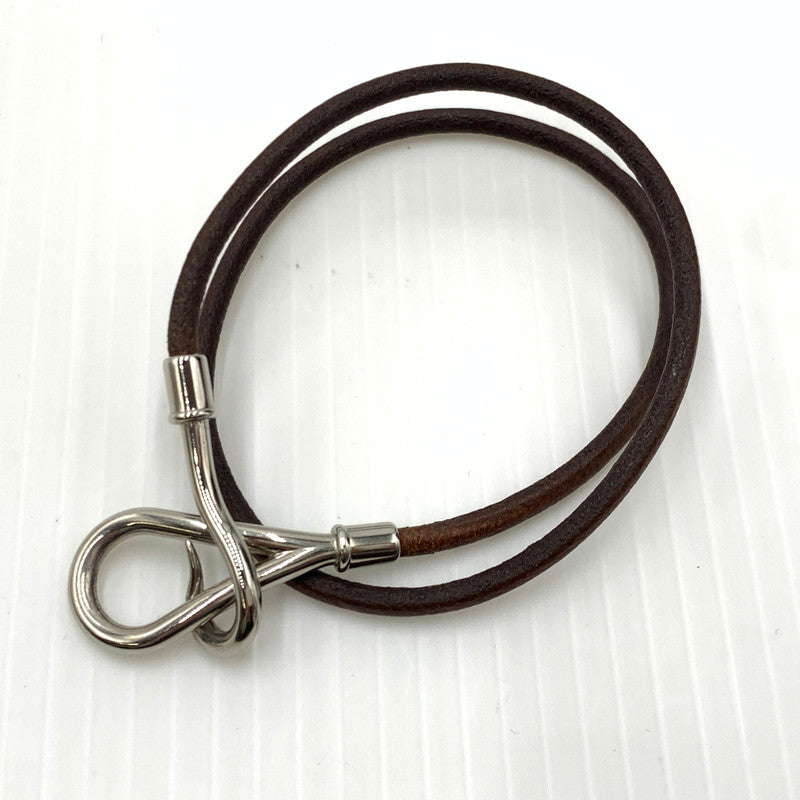 【現状渡し品】【メンズ/レディース】 HERMES エルメス LEATHER JUMBO BRACELET レザー ジャンボ ブレスレット アクセサリー 182-261030-ko-10-teih カラー：ブラウン 万代Net店
