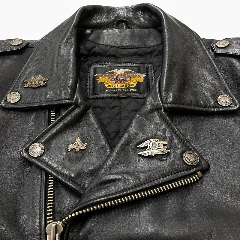 【現状渡し品】【メンズ】 HARLEY DAVIDSON ハーレー ダビッドソン DOUBLE RAIDERS JACKET ダブル ライダース ジャケット アウター 145-261028-sa-06-teih サイズ：L カラー：ブラック 万代Net店