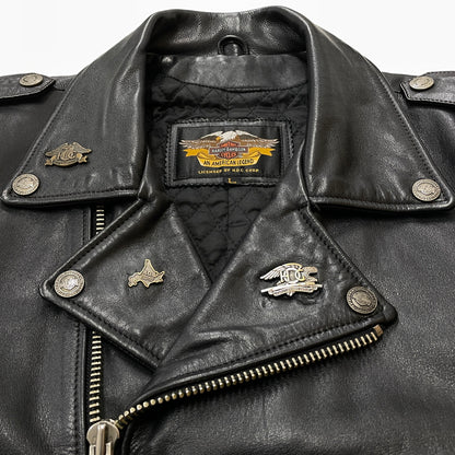 【現状渡し品】【メンズ】 HARLEY DAVIDSON ハーレー ダビッドソン DOUBLE RAIDERS JACKET ダブル ライダース ジャケット アウター 145-261028-sa-06-teih サイズ：L カラー：ブラック 万代Net店