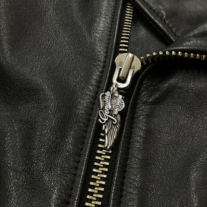 【現状渡し品】【メンズ】 HARLEY DAVIDSON ハーレー ダビッドソン DOUBLE RAIDERS JACKET ダブル ライダース ジャケット アウター 145-261028-sa-06-teih サイズ：L カラー：ブラック 万代Net店