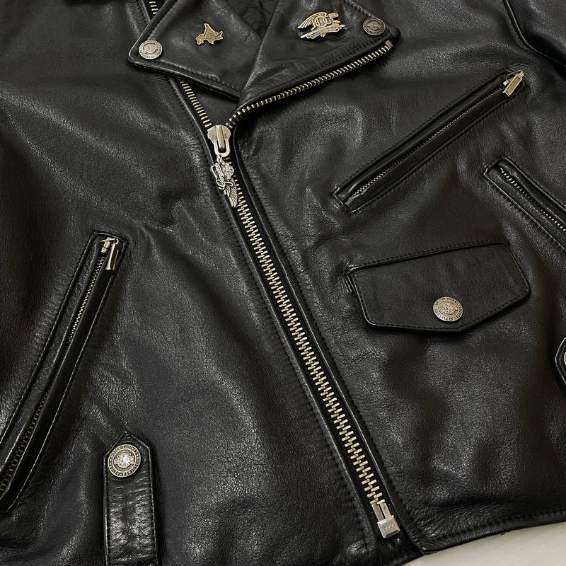 【現状渡し品】【メンズ】 HARLEY DAVIDSON ハーレー ダビッドソン DOUBLE RAIDERS JACKET ダブル ライダース ジャケット アウター 145-261028-sa-06-teih サイズ：L カラー：ブラック 万代Net店