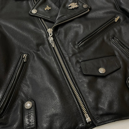 【現状渡し品】【メンズ】 HARLEY DAVIDSON ハーレー ダビッドソン DOUBLE RAIDERS JACKET ダブル ライダース ジャケット アウター 145-261028-sa-06-teih サイズ：L カラー：ブラック 万代Net店