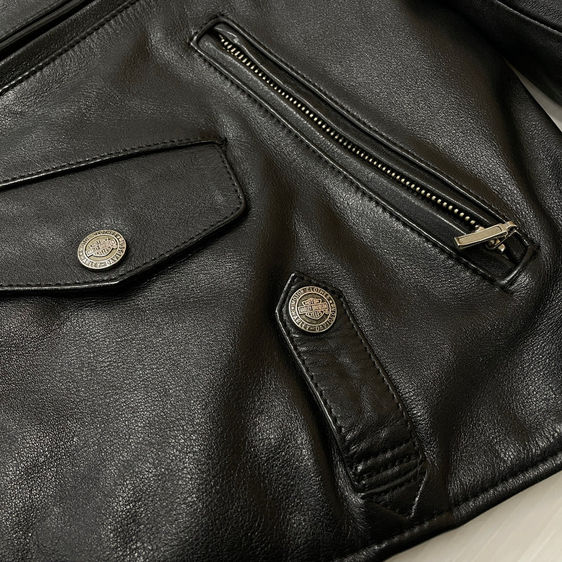 【現状渡し品】【メンズ】 HARLEY DAVIDSON ハーレー ダビッドソン DOUBLE RAIDERS JACKET ダブル ライダース ジャケット アウター 145-261028-sa-06-teih サイズ：L カラー：ブラック 万代Net店