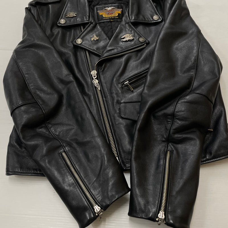【現状渡し品】【メンズ】 HARLEY DAVIDSON ハーレー ダビッドソン DOUBLE RAIDERS JACKET ダブル ライダース ジャケット アウター 145-261028-sa-06-teih サイズ：L カラー：ブラック 万代Net店