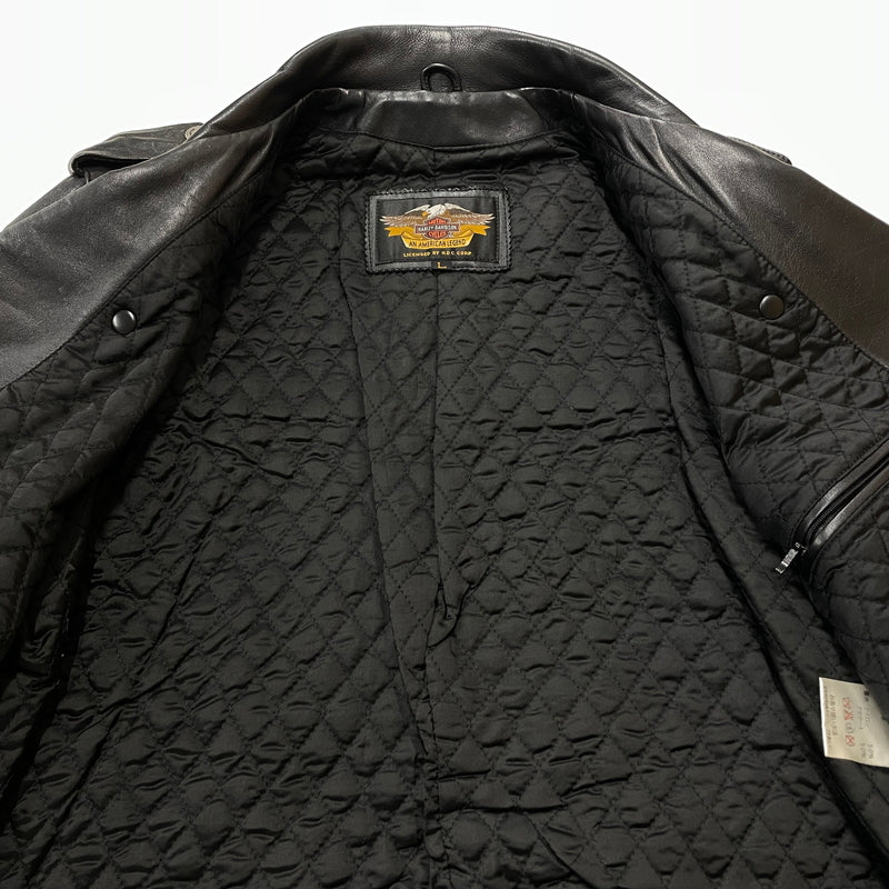 【現状渡し品】【メンズ】 HARLEY DAVIDSON ハーレー ダビッドソン DOUBLE RAIDERS JACKET ダブル ライダース ジャケット アウター 145-261028-sa-06-teih サイズ：L カラー：ブラック 万代Net店