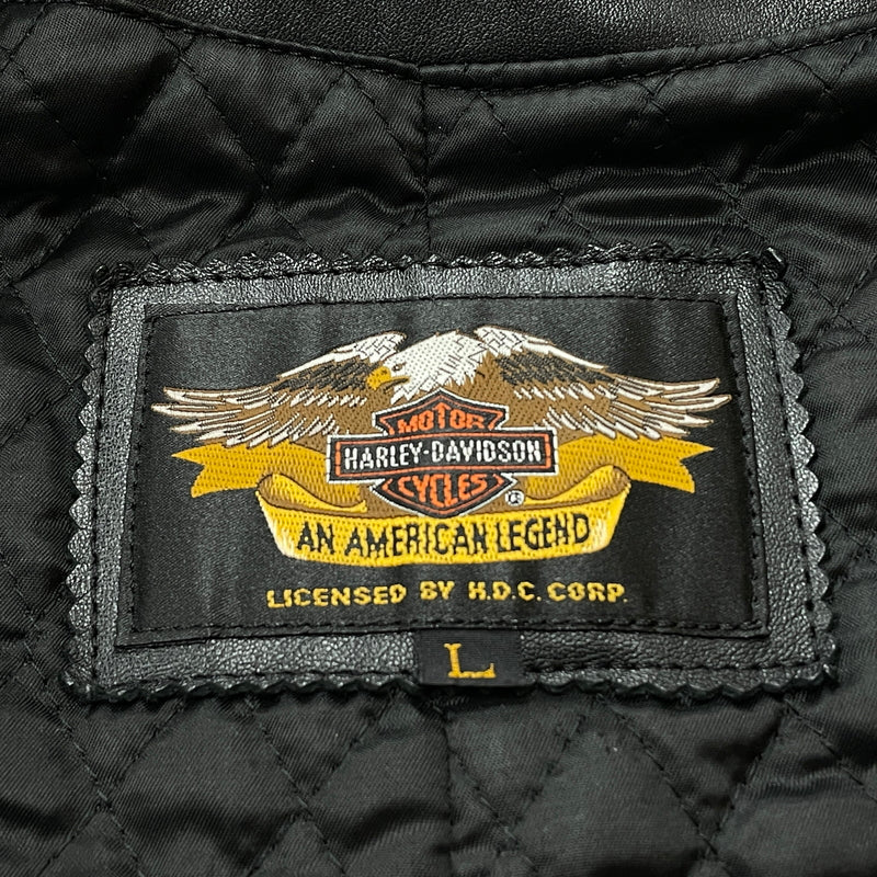 【現状渡し品】【メンズ】 HARLEY DAVIDSON ハーレー ダビッドソン DOUBLE RAIDERS JACKET ダブル ライダース ジャケット アウター 145-261028-sa-06-teih サイズ：L カラー：ブラック 万代Net店