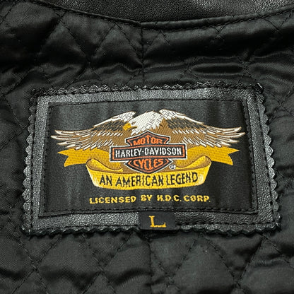 【現状渡し品】【メンズ】 HARLEY DAVIDSON ハーレー ダビッドソン DOUBLE RAIDERS JACKET ダブル ライダース ジャケット アウター 145-261028-sa-06-teih サイズ：L カラー：ブラック 万代Net店