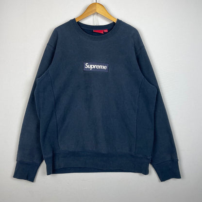 【中古品】【メンズ】 SUPREME シュプリーム 18AW BOXLOGO CREWNECK SWEATSHIRT ボックスロゴ クルーネック スウェット 長袖 トップス トレーナー 149-261028-yo-12-teih サイズ：L カラー：ネイビー 万代Net店