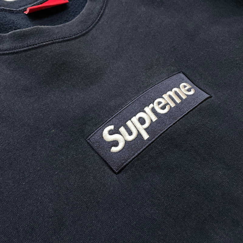 【中古品】【メンズ】 SUPREME シュプリーム 18AW BOXLOGO CREWNECK SWEATSHIRT ボックスロゴ クルーネック スウェット 長袖 トップス トレーナー 149-261028-yo-12-teih サイズ：L カラー：ネイビー 万代Net店