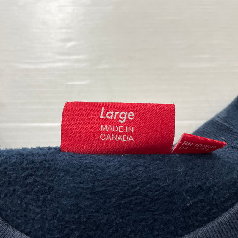 【中古品】【メンズ】 SUPREME シュプリーム 18AW BOXLOGO CREWNECK SWEATSHIRT ボックスロゴ クルーネック スウェット 長袖 トップス トレーナー 149-261028-yo-12-teih サイズ：L カラー：ネイビー 万代Net店