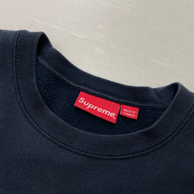 【中古品】【メンズ】 SUPREME シュプリーム 18AW BOXLOGO CREWNECK SWEATSHIRT ボックスロゴ クルーネック スウェット 長袖 トップス トレーナー 149-261028-yo-12-teih サイズ：L カラー：ネイビー 万代Net店